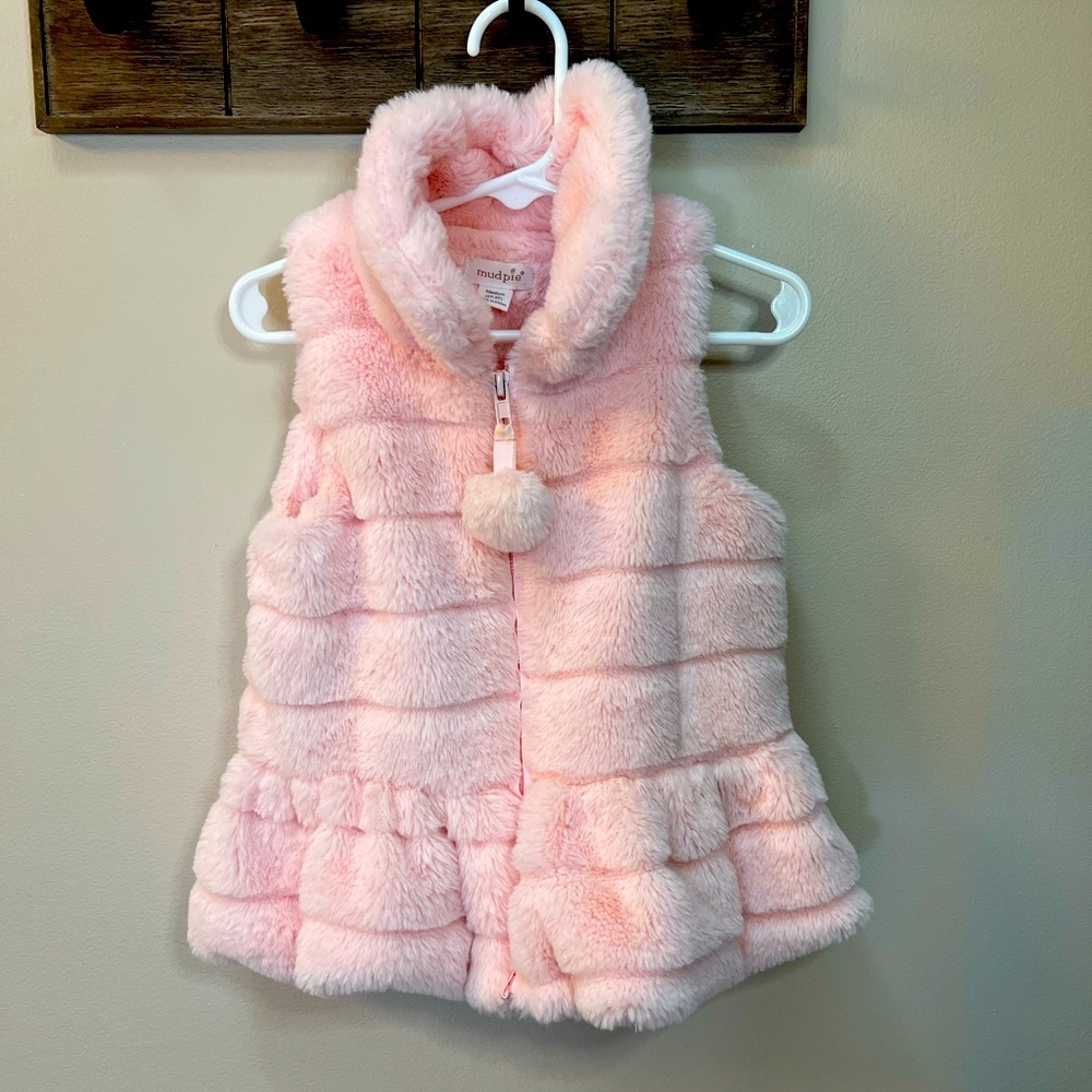 Mud Pie pink faux fur vest size 2T-3T